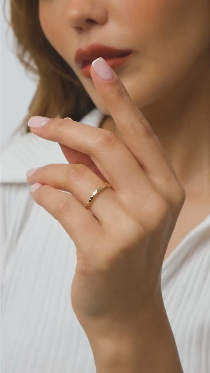 14K Gold Star Ring, Celestial Gold Band Ring