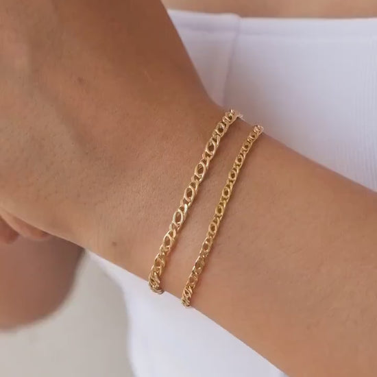 14K Gold Oval Bracelet, Paperclip Bracelet