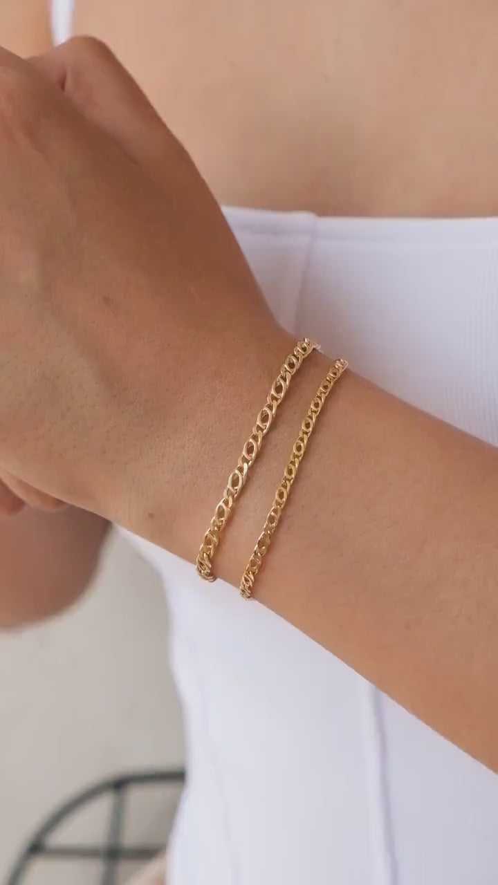 14K Gold Oval Bracelet, Paperclip Bracelet