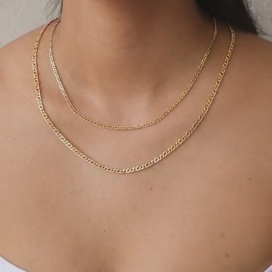 14K Gold Oval Necklace, Paperclip Necklace