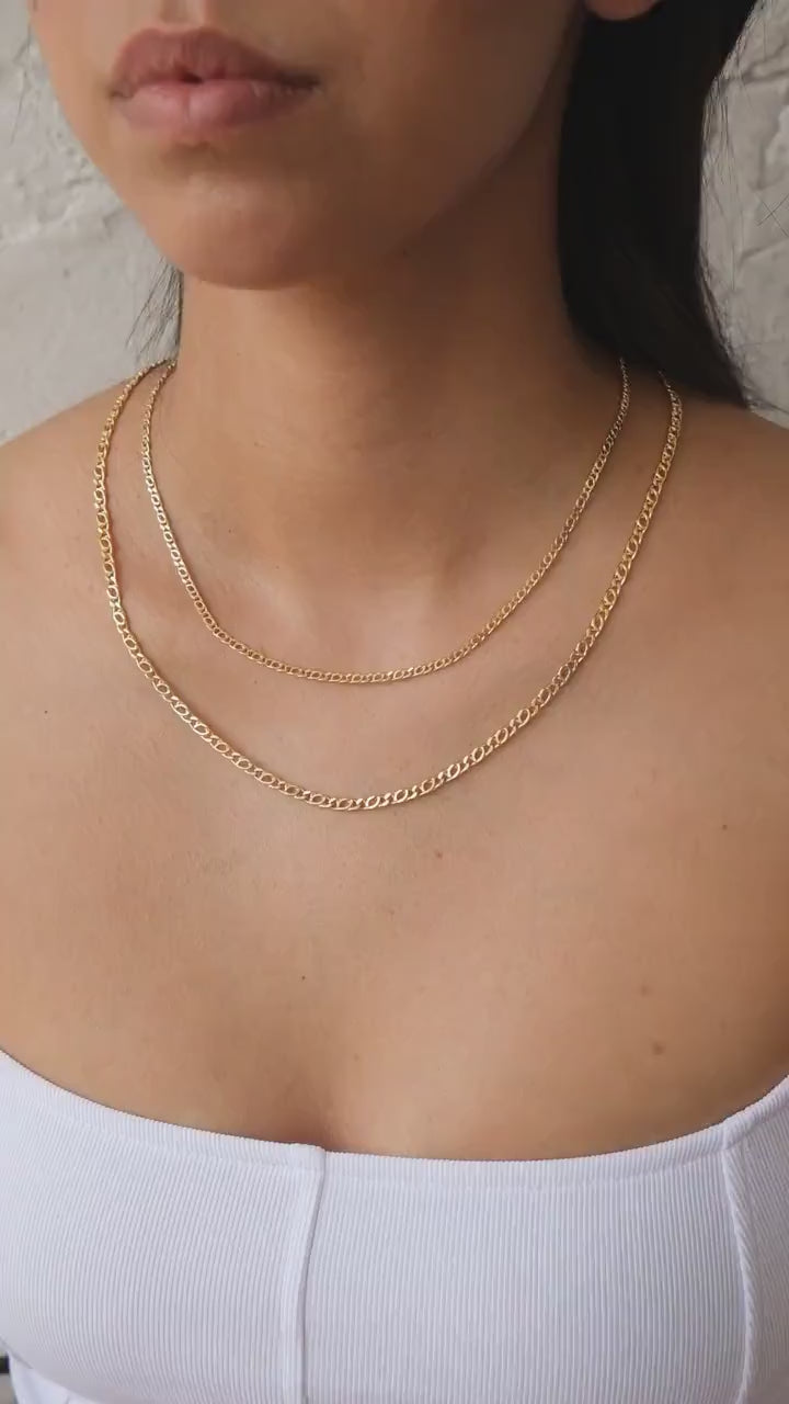 14K Gold Oval Necklace, Paperclip Necklace