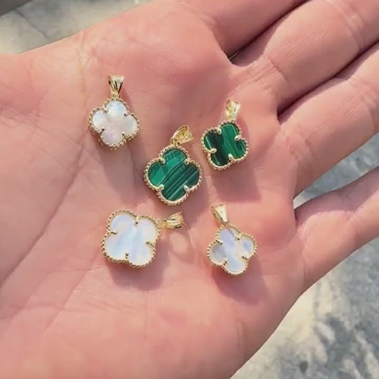 14K Gold Clover Necklace, Four Leaf Pendant