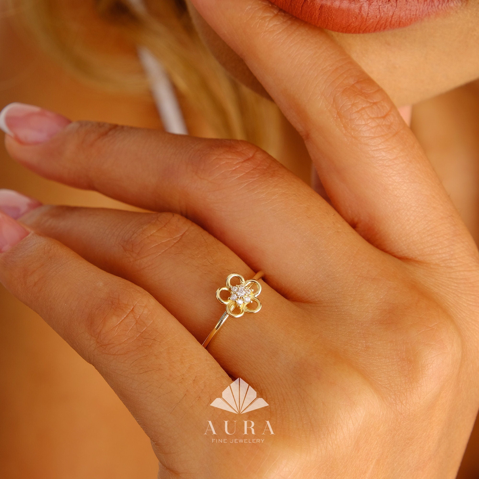 Daisy Rig 14K Gold Daisy Ring, Flower Statement Ring – Aura Fine Jewelery