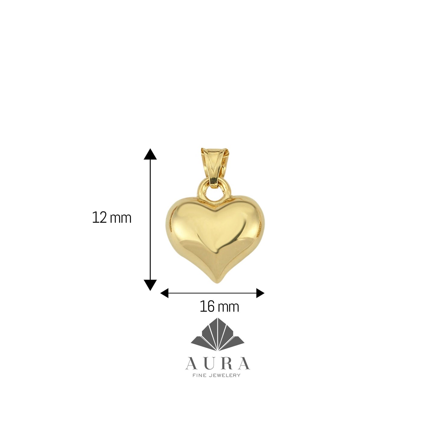 14K Gold Puffed Heart Necklace, 3D Heart Pendant, Gold Love Choker, Mini Heart Charm, Dainty Heart Necklace, Gift For Her
