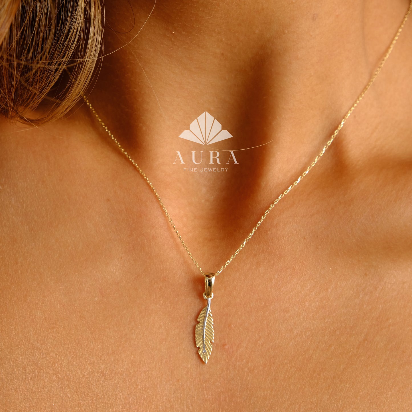 14K Gold Feather Necklace, Lucky Feather Necklace, Feather Charm Choker, Layered Necklace, Feather Necklace, Dainty Protection Charm Pendant