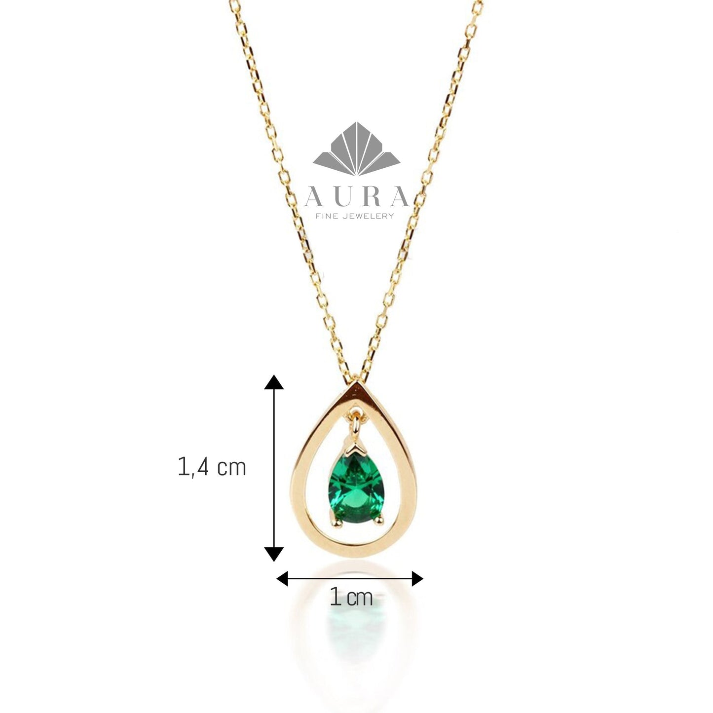 14K Gold Emerald Oval Pendant Necklace, Green Gemstone Pendant, May Birthstone Necklace, Bridesmaid Jewelry, Teardrop Emerald Wedding Charm