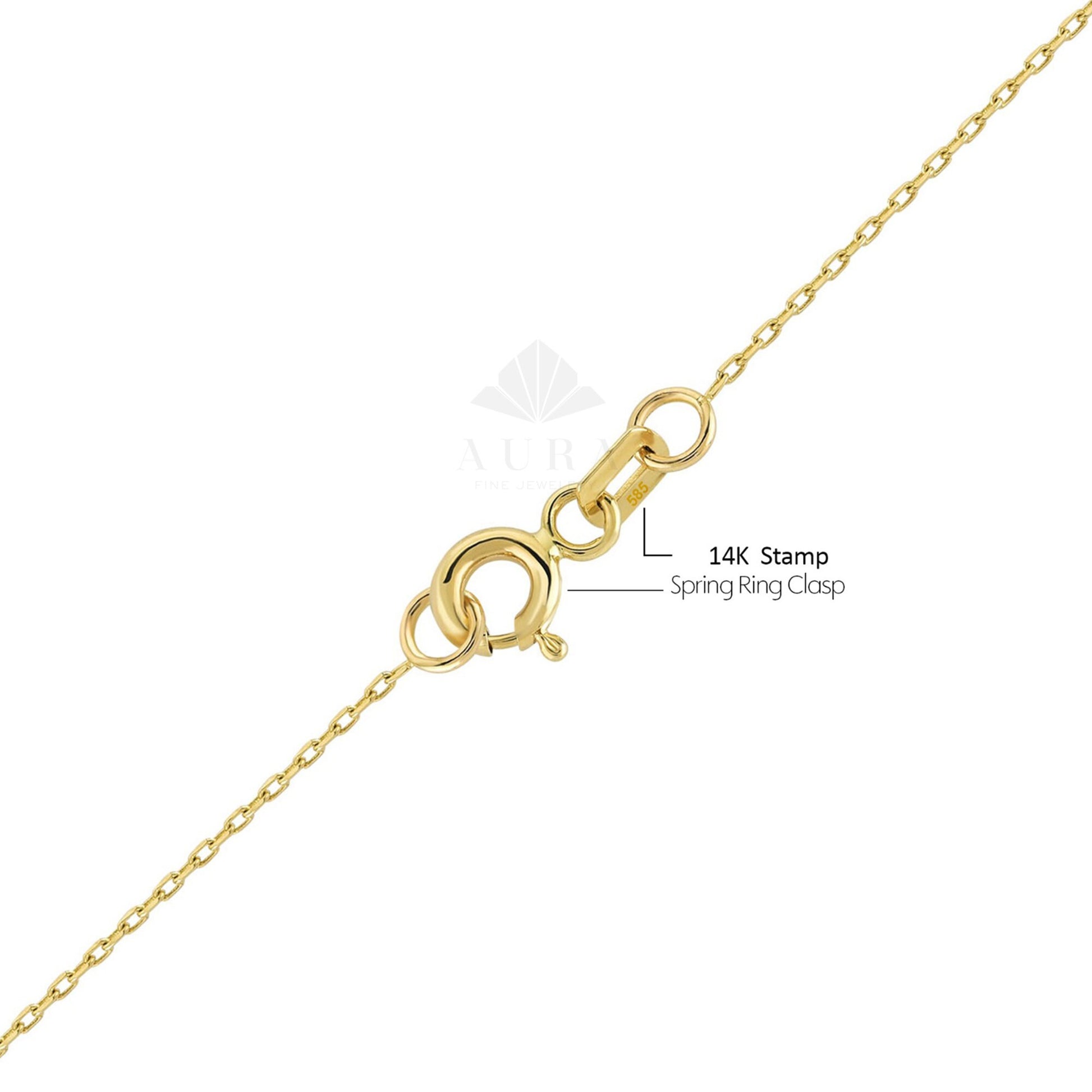 14K Solid Gold Diamond Cut Cable Chain 16