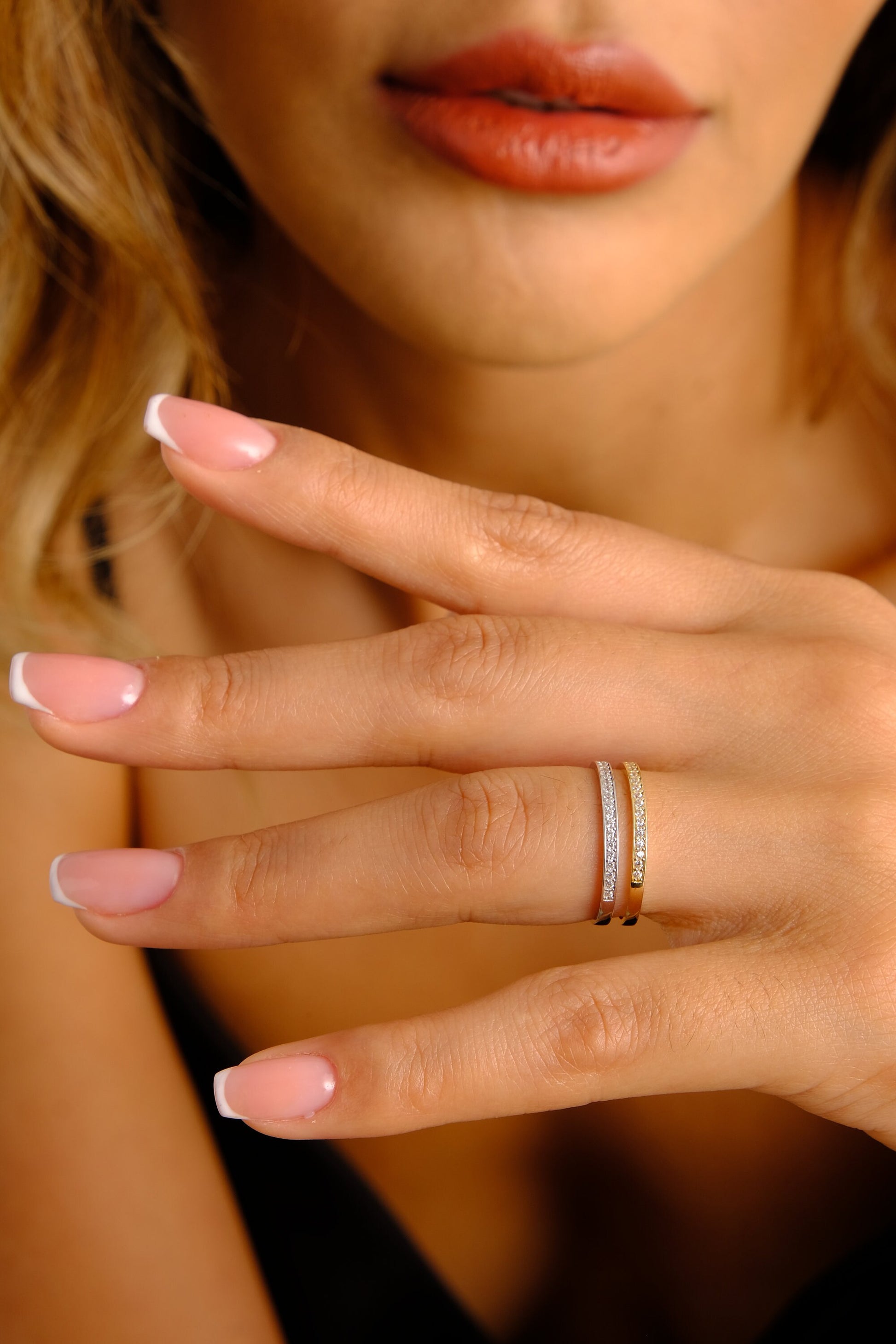 14K Gold Half Eternity Ring, Minimalist Wedding Band Ring, Thin Half Infinity Ring, 1.50MM Dainty Stacking Ring, Gold Thumb Band Ring