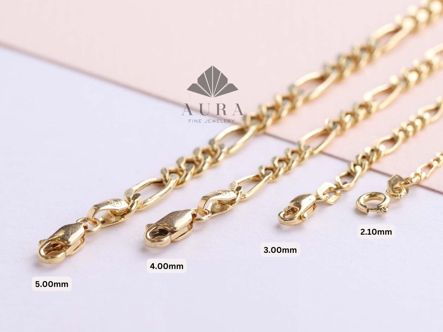 14K Gold Figaro Chain Anklet, 2mm 3mm 4mm 5mm Figaro Chain Anklet, Genuine Gold Chain Anklet, Thick Figaro Anklet, Man Woman Anklet