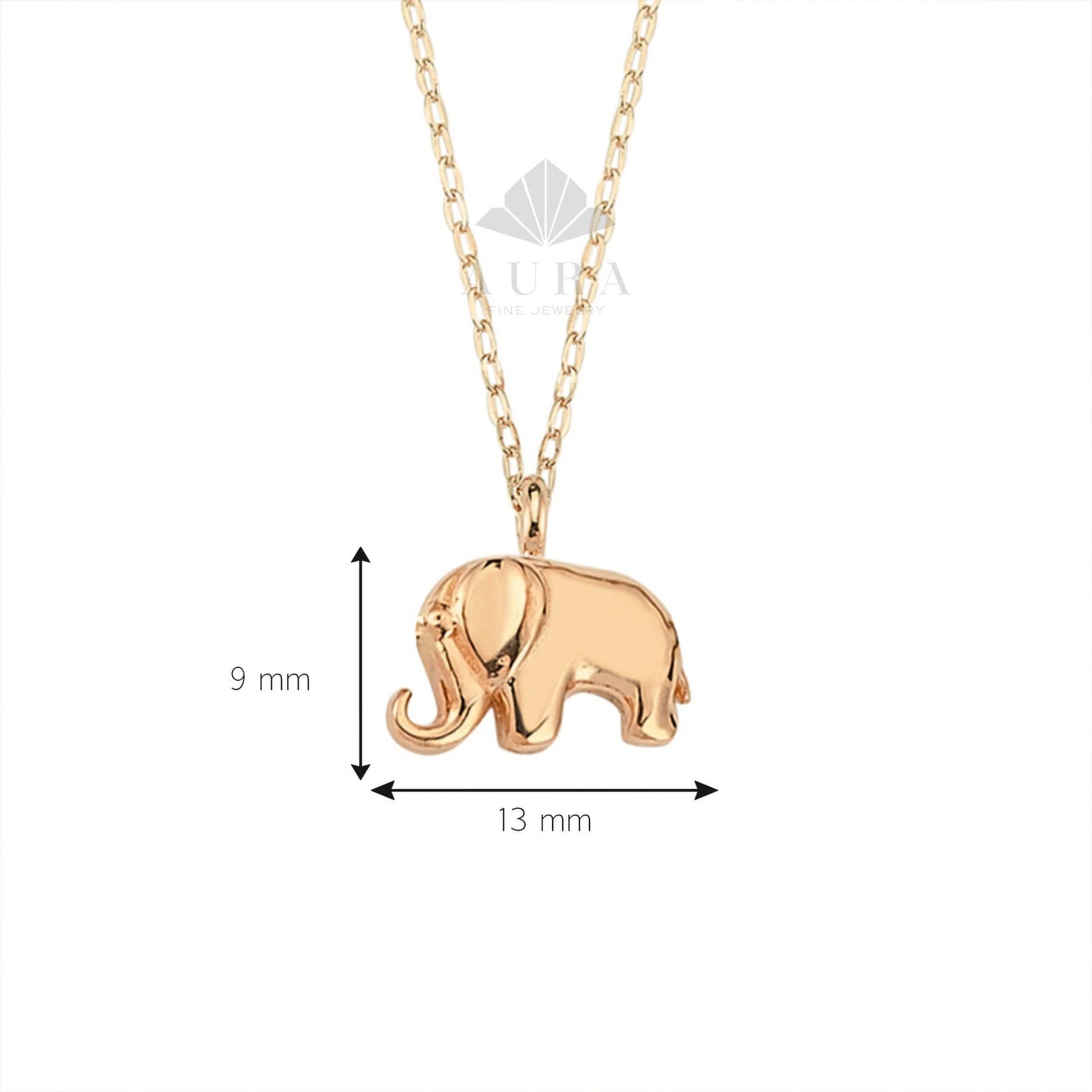 14K Gold Elephant Necklace, Elephant Pendant Necklace, Tiny Elephant Charm, Dainty Gold Chain Choker, Animal Jewelry, Gift For Her