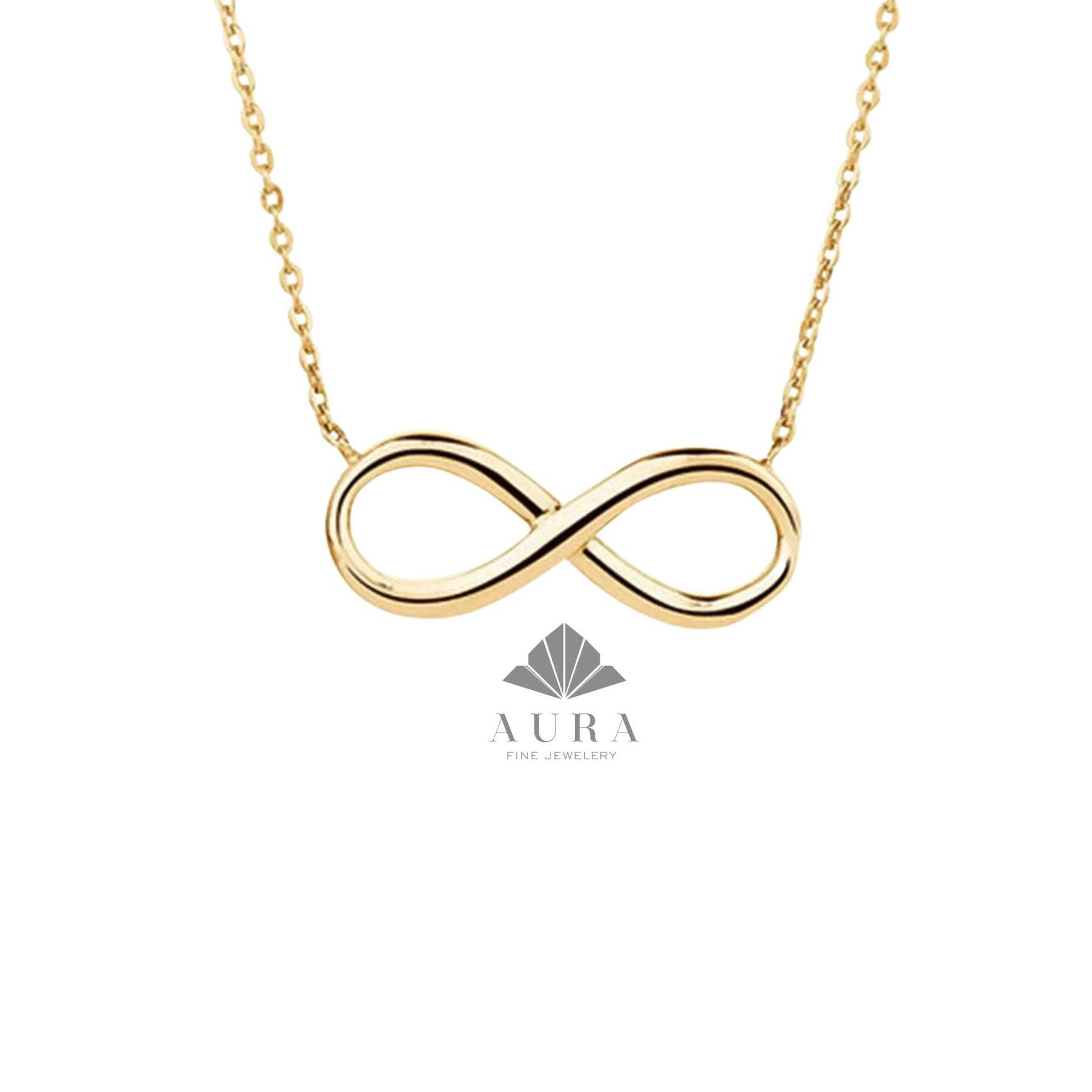 14K Gold Infinity Necklace, Infinity Pendant, Eternity Necklace, Infinite Love Necklace, Valentines Day Gift, Forever Friendship Necklace