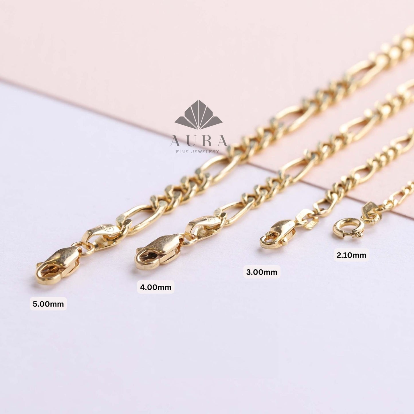 14K Gold Figaro Chain Necklace, 2mm 3mm 4mm 5mm Figaro Chain Necklace, Genuine Gold Chain Choker, Thick Figaro Necklace, Man Woman Necklace
