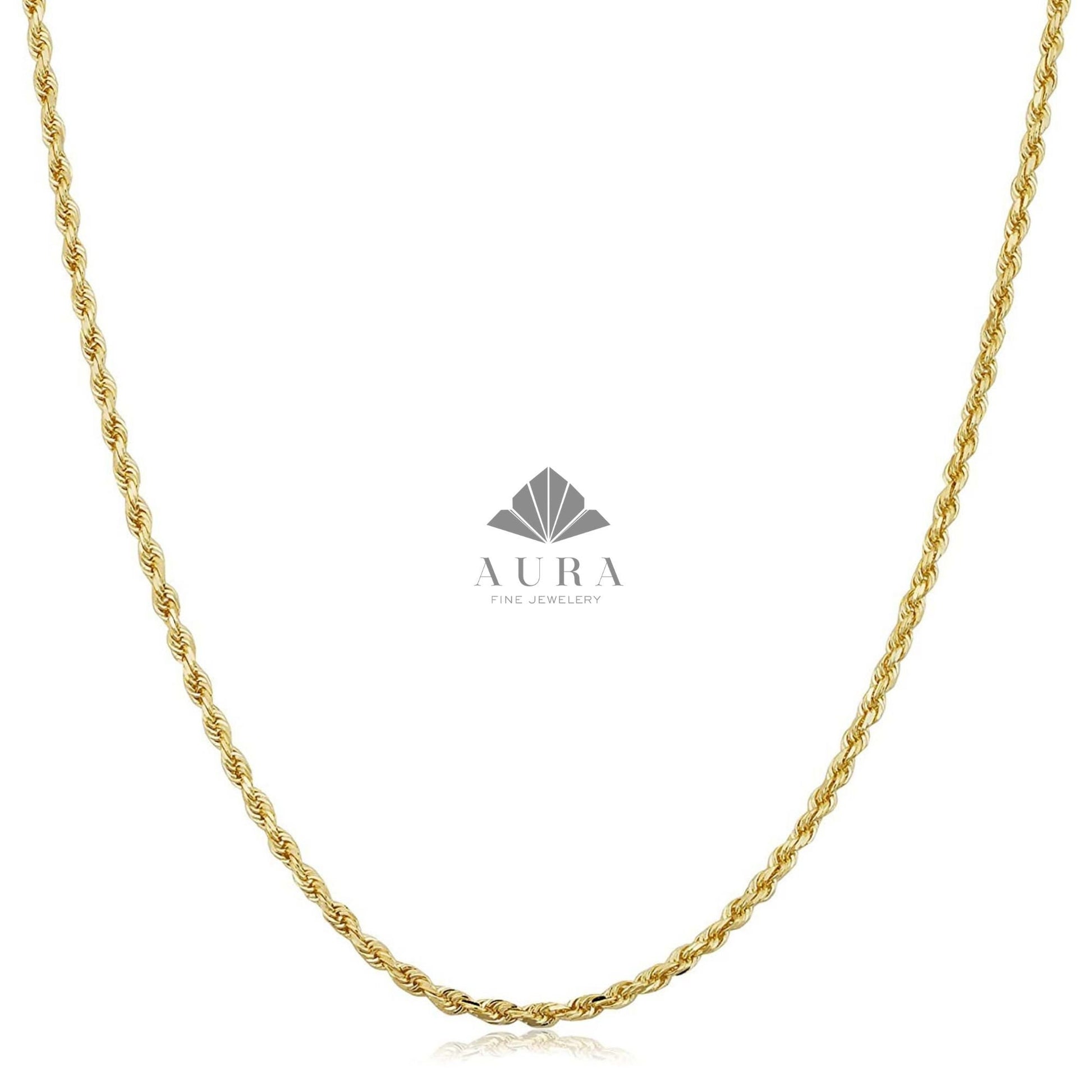 14K Gold Rope Chain Necklace 2mm,3mm, 4mm Diamond Cut Choker, Twisted Rope Necklace, Statement Choker, Dainty Necklace, Men Women Necklace,